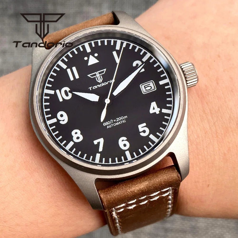Tandorio Titanium 39mm Pilot NH35A 20bar Aviator Sapphire TD020 Tandorio Watches
