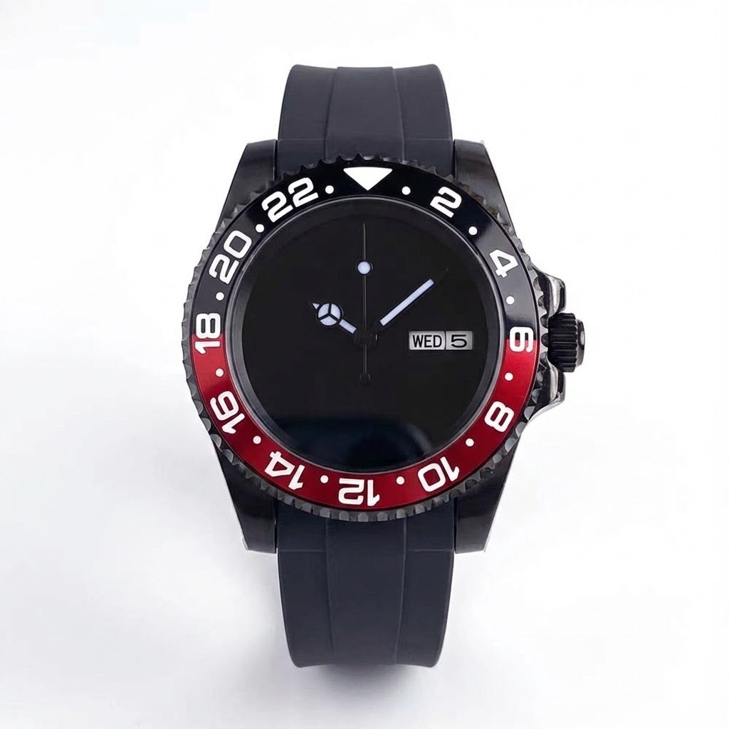 PVD Black Sub Tandorio TD266p 40mm Japan TMI NH36 Day Date Sapphire 20ATM Diver GMT Bezel