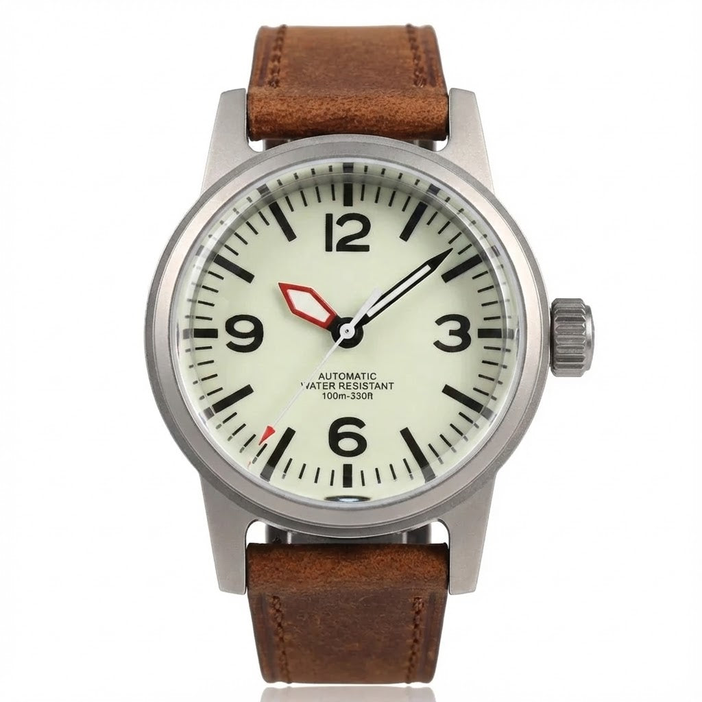 Tandorio TD135F 36mm Military Watch Sandblasted Domed Sapphire Full Lume 100m Water Resistance Japan NH35A Automatic