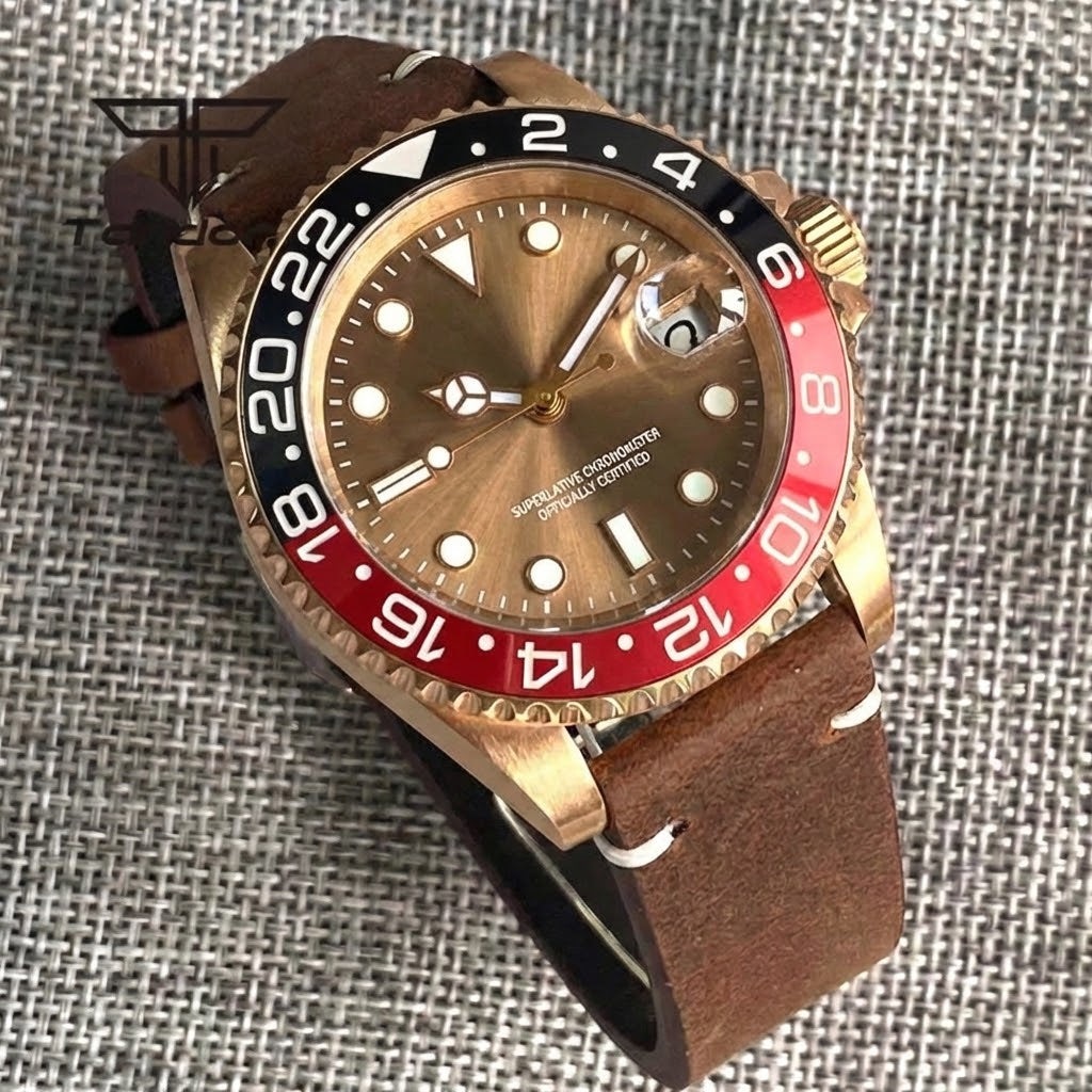 Tandorio TD232B Solid CUSN8 Bronze Watch NH35A PT500040mm Sapphire Submariner Yachtmaster