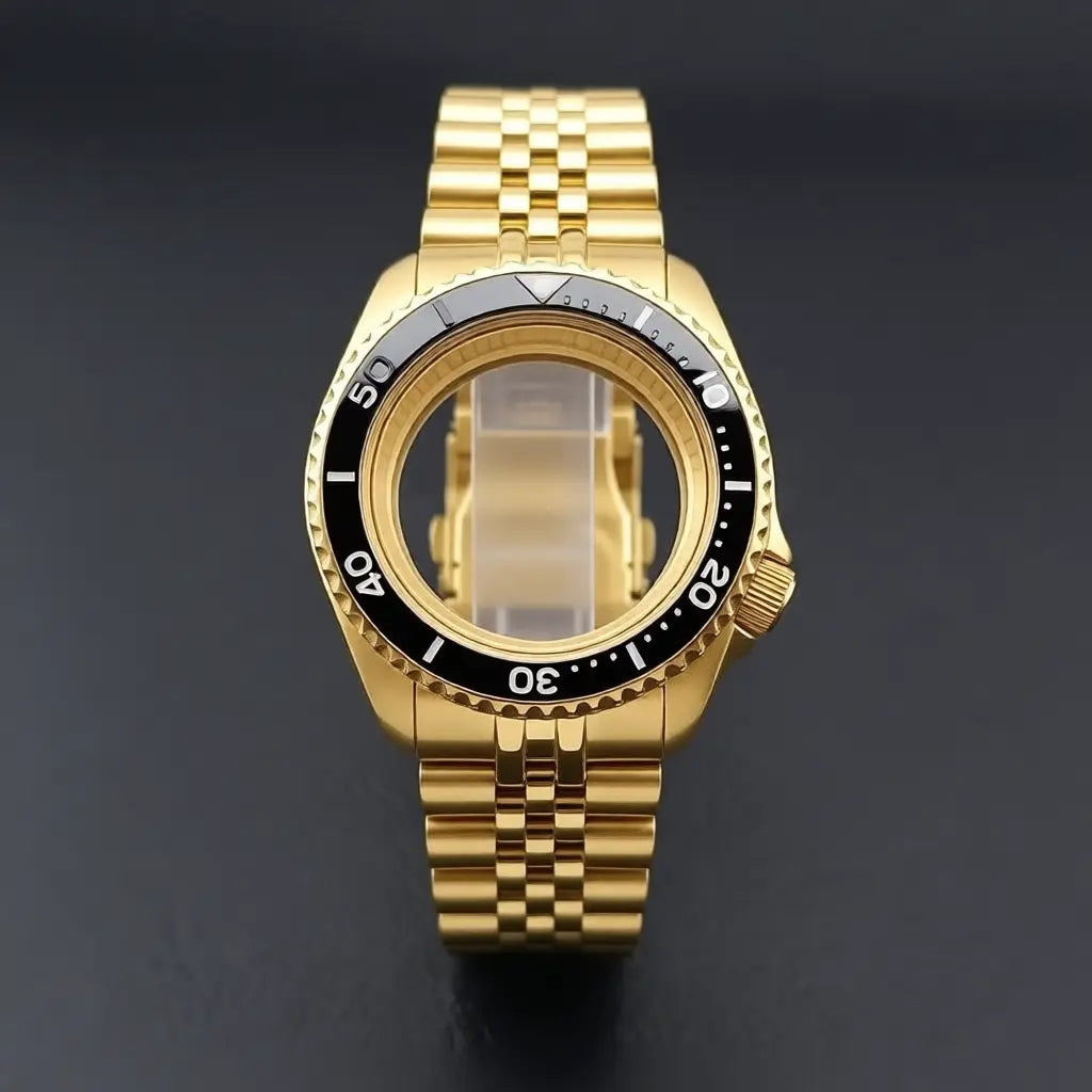 Gold Skx007 Case Mod For NH35 42mm 316 Rose Gold  Steel Case Fit NH35 NH36 Movement/Dial Case Plane Sapphire Glass 22mm Strap Watch Box