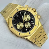Yellow Gold Quartz Royal Oak Octagon Watch Customized LOGO  Chronograph 41mm Japanese VK63 Movement Sapphire 3ATM