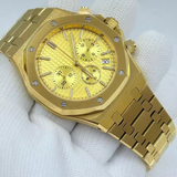 Yellow Gold Quartz Royal Oak Octagon Watch Customized LOGO  Chronograph 41mm Japanese VK63 Movement Sapphire 3ATM