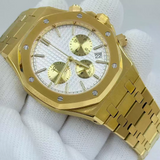 Yellow Gold Quartz Royal Oak Octagon Watch Customized LOGO  Chronograph 41mm Japanese VK63 Movement Sapphire 3ATM