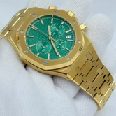 Yellow Gold Quartz Royal Oak Octagon Watch Customized LOGO  Chronograph 41mm Japanese VK63 Movement Sapphire 3ATM