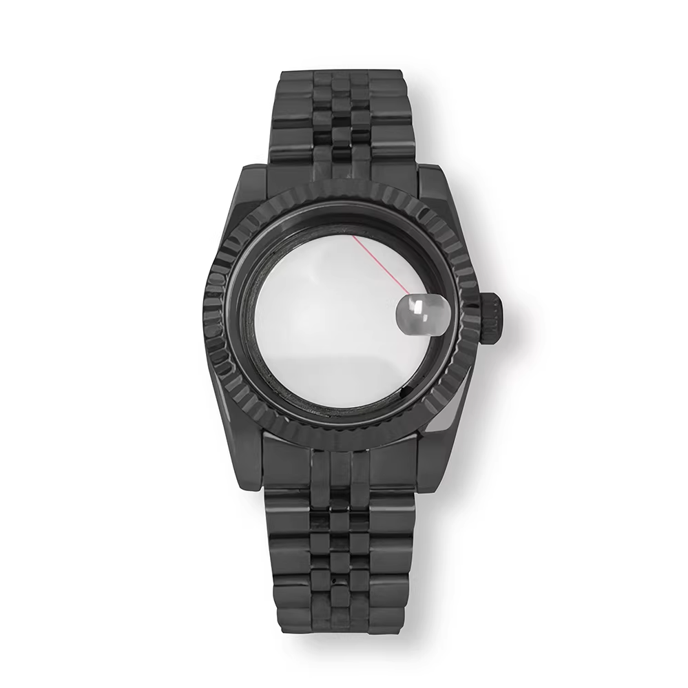 PVD Black Datejust Watch Case 36mm 39mm 316L Stainless Steel fluted Case Sapphire NH35/36/ETA2824 PT5000 Miyota 8215 8285 Day-Date Case