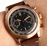 38mm Quartz Pilot Tandorio TD911 Chronograph MIYOTA OS20 Quartz Domed Sapphire Glass Retro 5Bar 2 eyes
