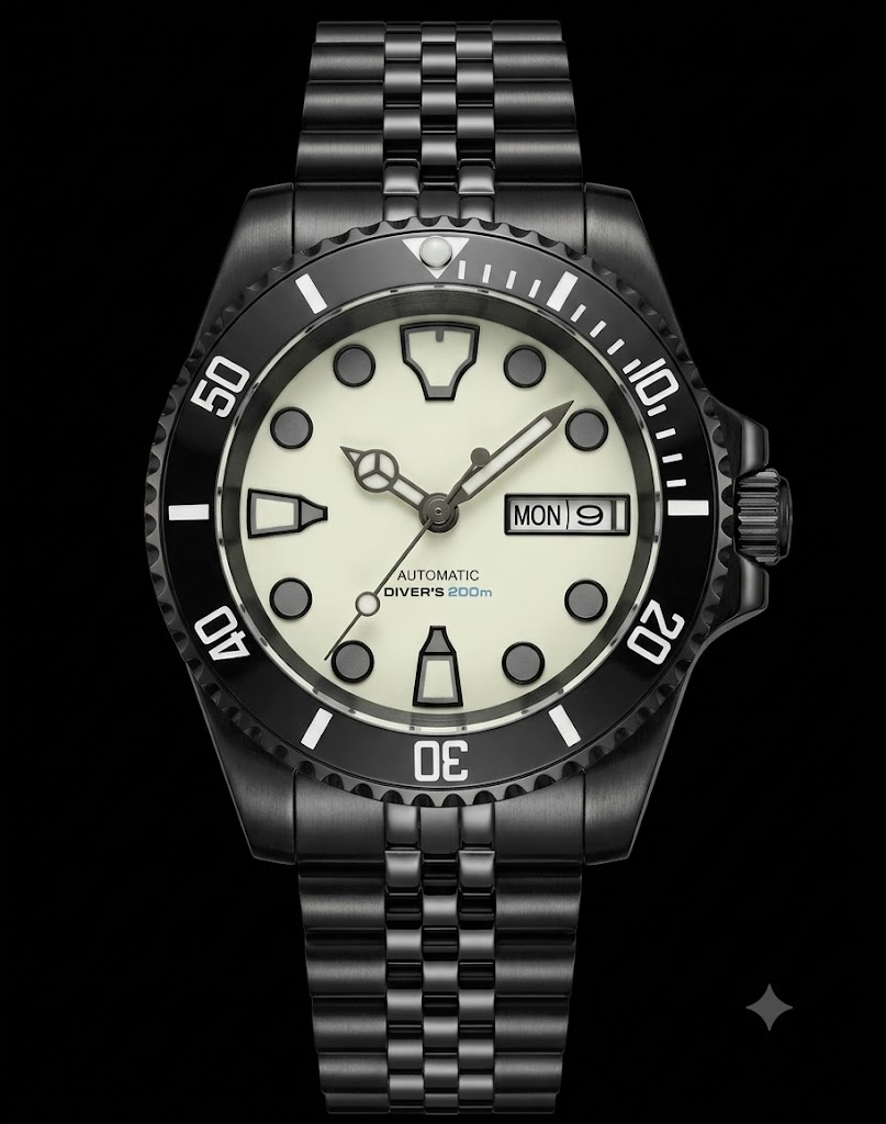 36mm Diver day date TMI NH36 Automatic movement Sapphire 10ATM Full Lume Customizable