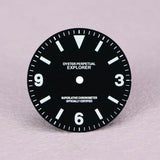 Explore Watch Dial Retro Matte Black Dial 369 Watch Face BGW9 C3 Lume Watch Mod NH35 Movement 28.5mm NH34Gmt Custom Logo and Text