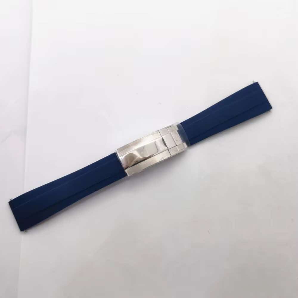20mm Width Black/Blue/Green Silicone Rubber Strap Watchbands Black/Rose Gold Buckle Watch Spare Parts Accessories
