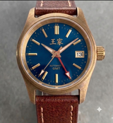 36mm Bronze Pilot Watch Tandorio TD130B Sapphire Frosted Dial Date 20ATM NH35A Automatic