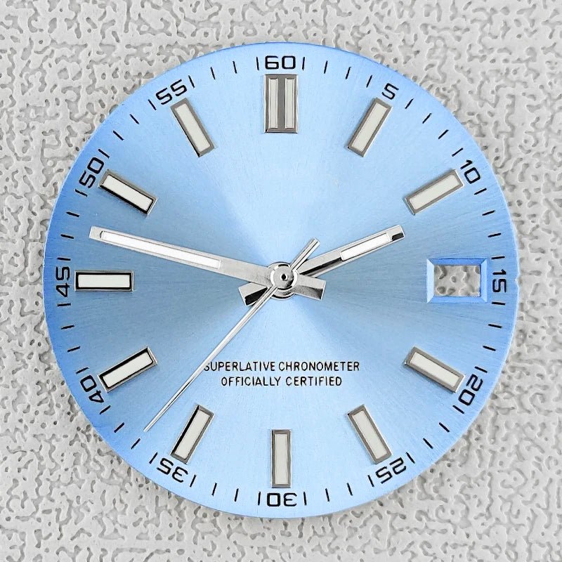 28.5mm double bar date window Watch Dial With Watch Hands Date Just Luminous Sunray Fit NH35 NH36 Watch Faces Automatic Movement - Tandorio Watches