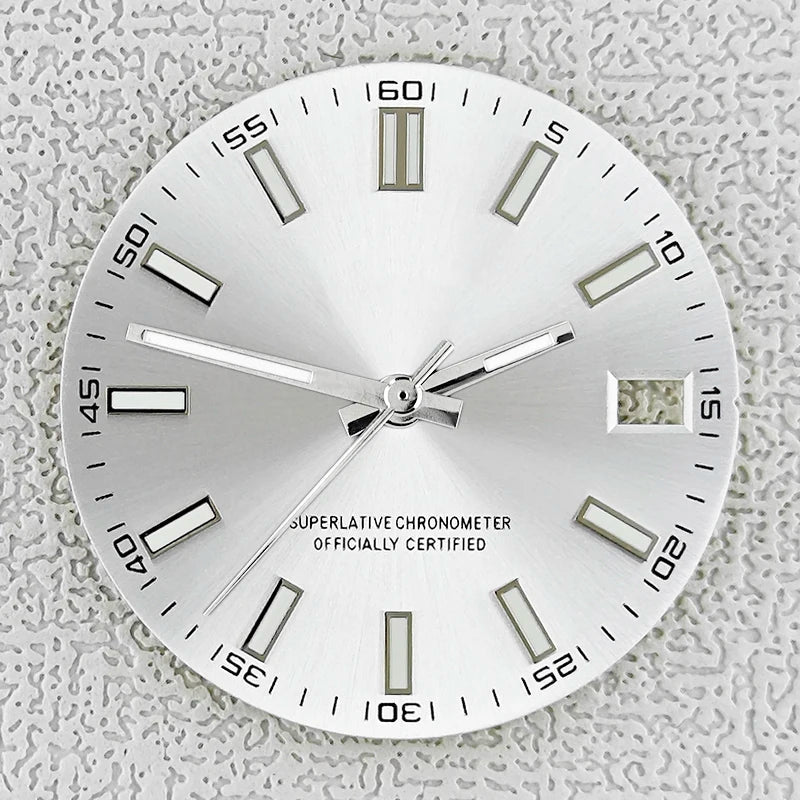 28.5mm double bar date window Watch Dial With Watch Hands Date Just Luminous Sunray Fit NH35 NH36 Watch Faces Automatic Movement - Tandorio Watches