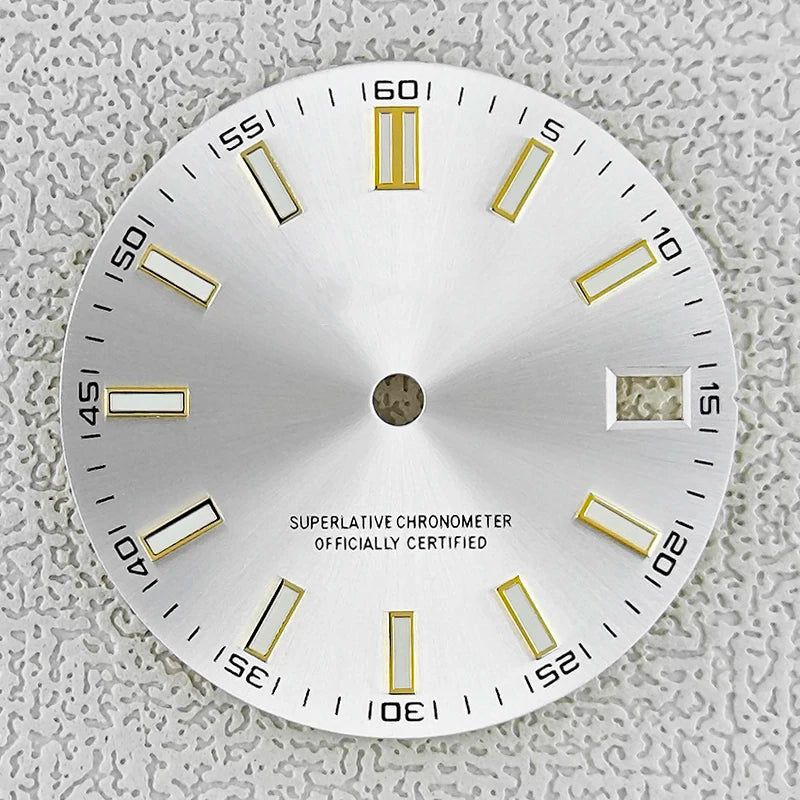 28.5mm double bar date window Watch Dial With Watch Hands Date Just Luminous Sunray Fit NH35 NH36 Watch Faces Automatic Movement - Tandorio Watches