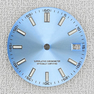 28.5mm double bar date window Watch Dial With Watch Hands Date Just Luminous Sunray Fit NH35 NH36 Watch Faces Automatic Movement - Tandorio Watches