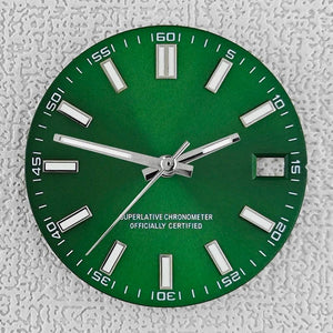 28.5mm double bar date window Watch Dial With Watch Hands Date Just Luminous Sunray Fit NH35 NH36 Watch Faces Automatic Movement - Tandorio Watches