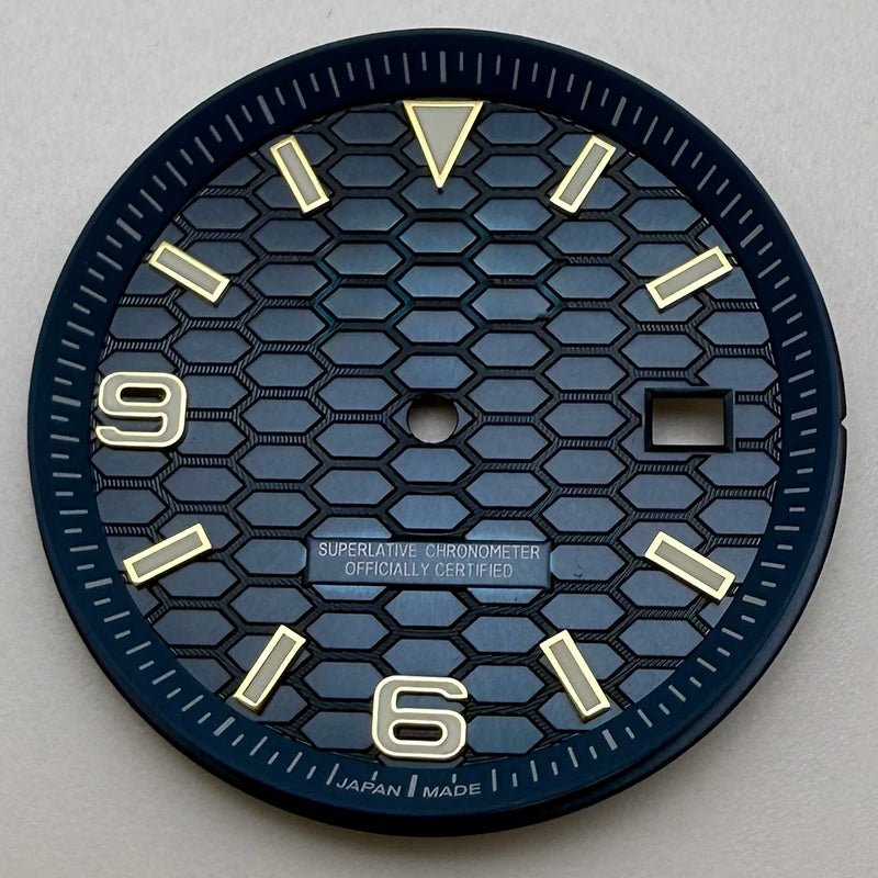 33.8mm NH35 Dial S Logo Gold Sterile Honeycomb Dial Suitable For NH35/NH36 Automatic Movement Vertical Lines Watch Accessories - Tandorio Watches