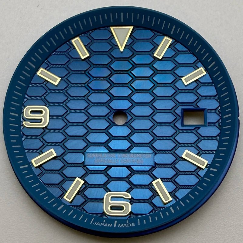 33.8mm NH35 Dial S Logo Gold Sterile Honeycomb Dial Suitable For NH35/NH36 Automatic Movement Vertical Lines Watch Accessories - Tandorio Watches