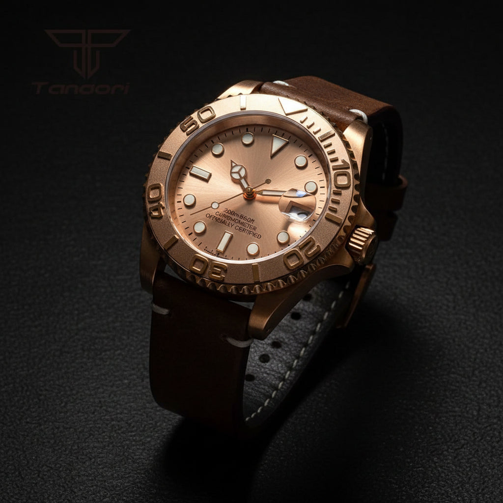 Solid Bronze Yacht Master Watch 40mm Tandorio TD232K CUSN8 NH35A Sapphire 20Bar