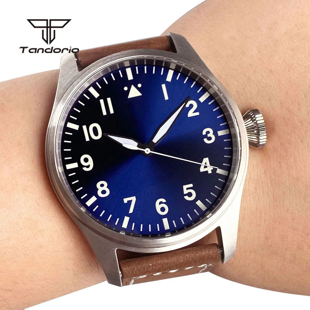 43mm Tandorio Big Pilot Watch TD144B NH35 PT5000 Automatic 20BAR Sapphire Luminous - Tandorio Watches