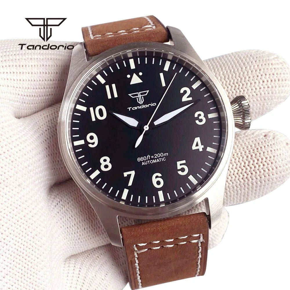 43mm Tandorio Big Pilot Watch TD144B NH35 PT5000 Automatic 20BAR