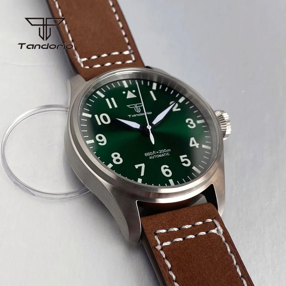 43mm Tandorio Big Pilot Watch TD144B NH35 PT5000 Automatic 20BAR Sapphire Luminous - Tandorio Watches