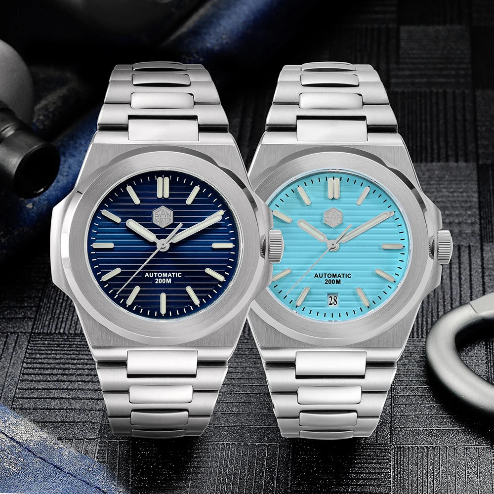San Martin SN0076 42mm PT5000 Sw200 Automatic Dress Watch 20bar AR Sapphire BGW9 Lume