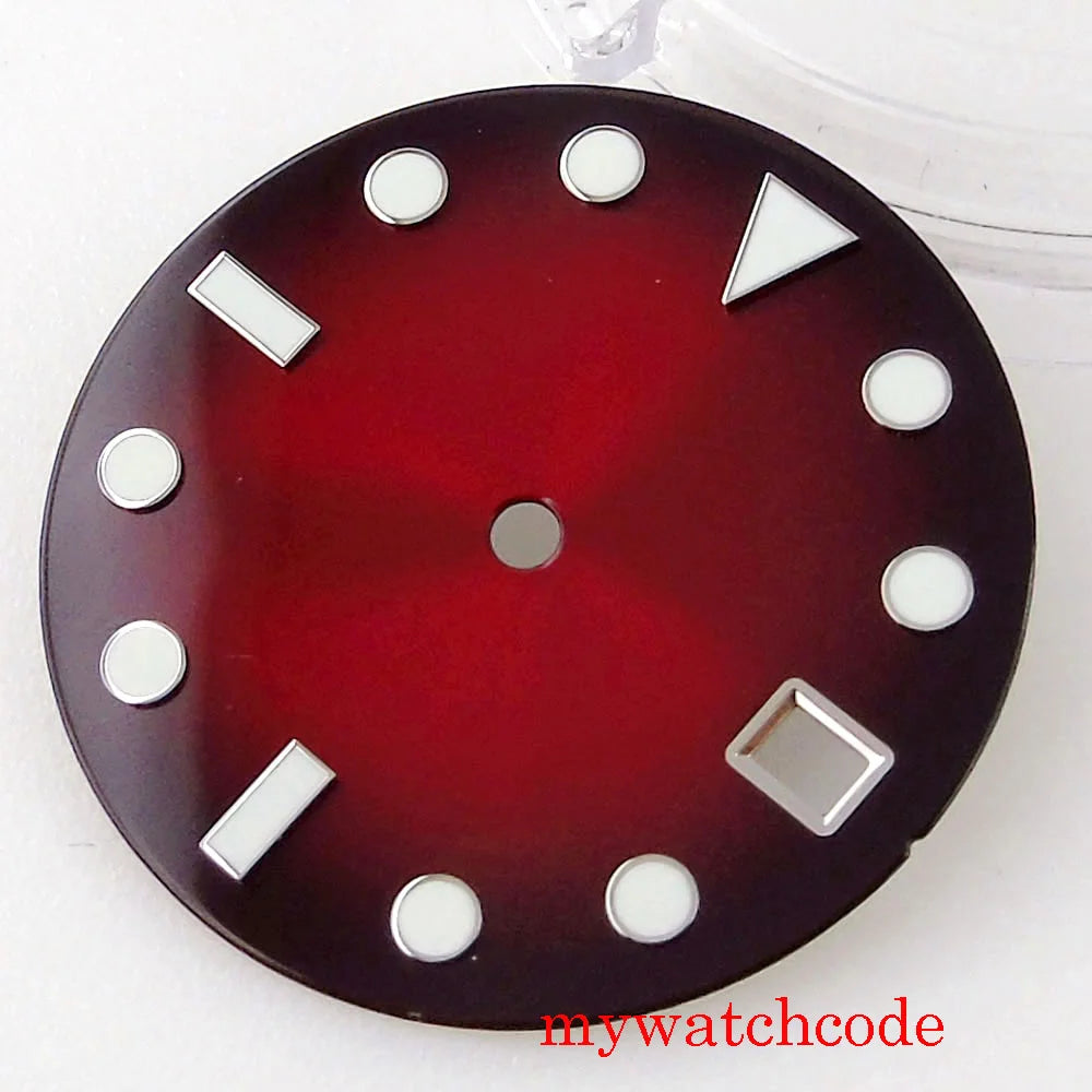 28.5mm Green Blue Red No Logo Luminous Marks Watch Dial Face For NH35 Automatic Movement