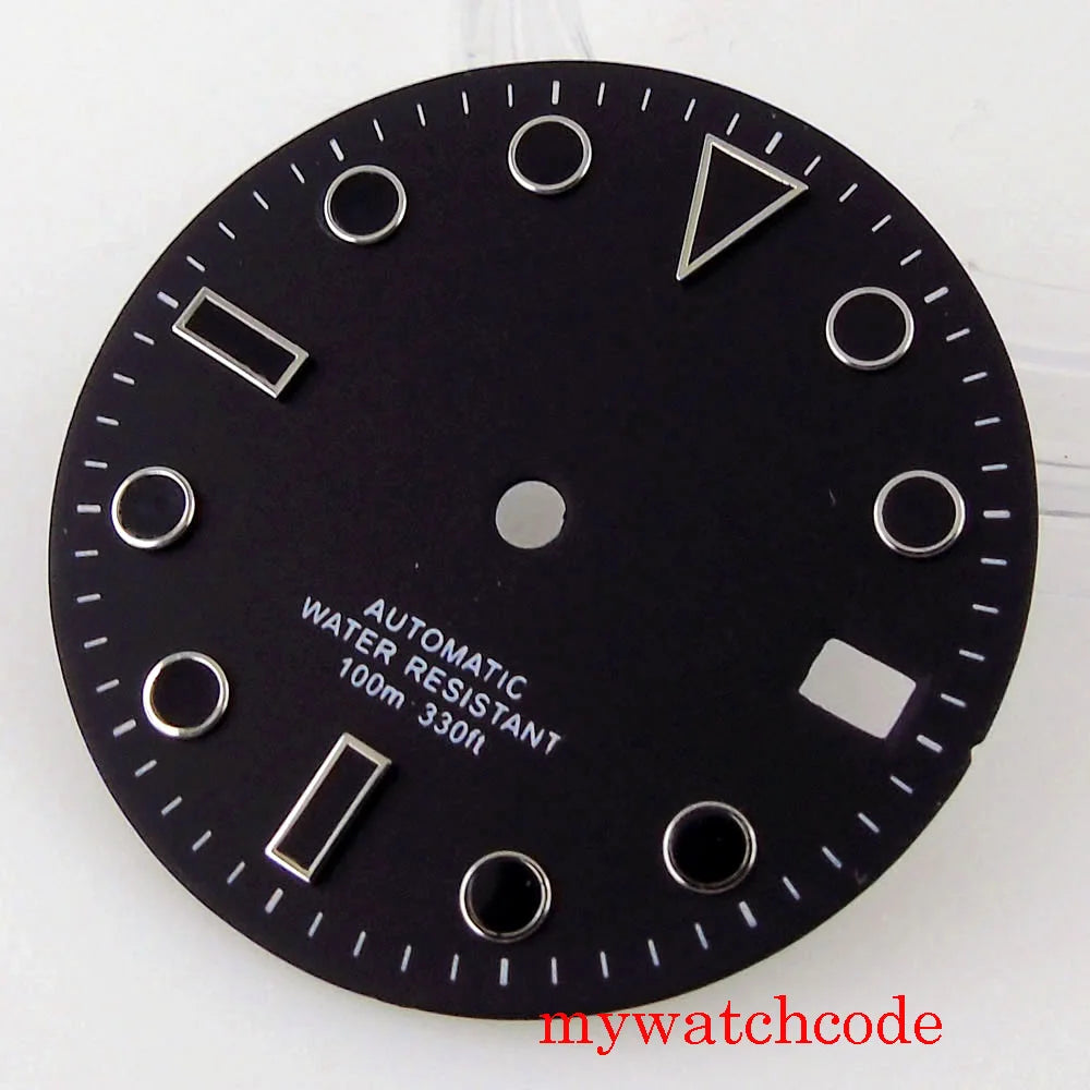 28.5mm Black White Sterile Watch Dial For 24 Jewels NH35A NH36A Automatic Movement With Date Window