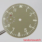 Sub Second 38.9mm Watch Dial Hands Set Grey Face Arabic Numerals Fit for ETA 6497 Hand Winding Movement