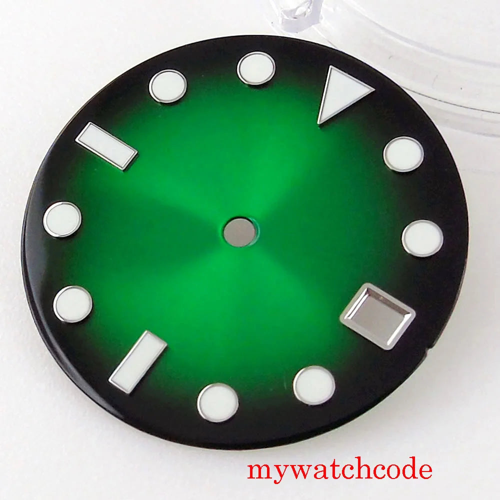 28.5mm Green Blue Red No Logo Luminous Marks Watch Dial Face For NH35 Automatic Movement