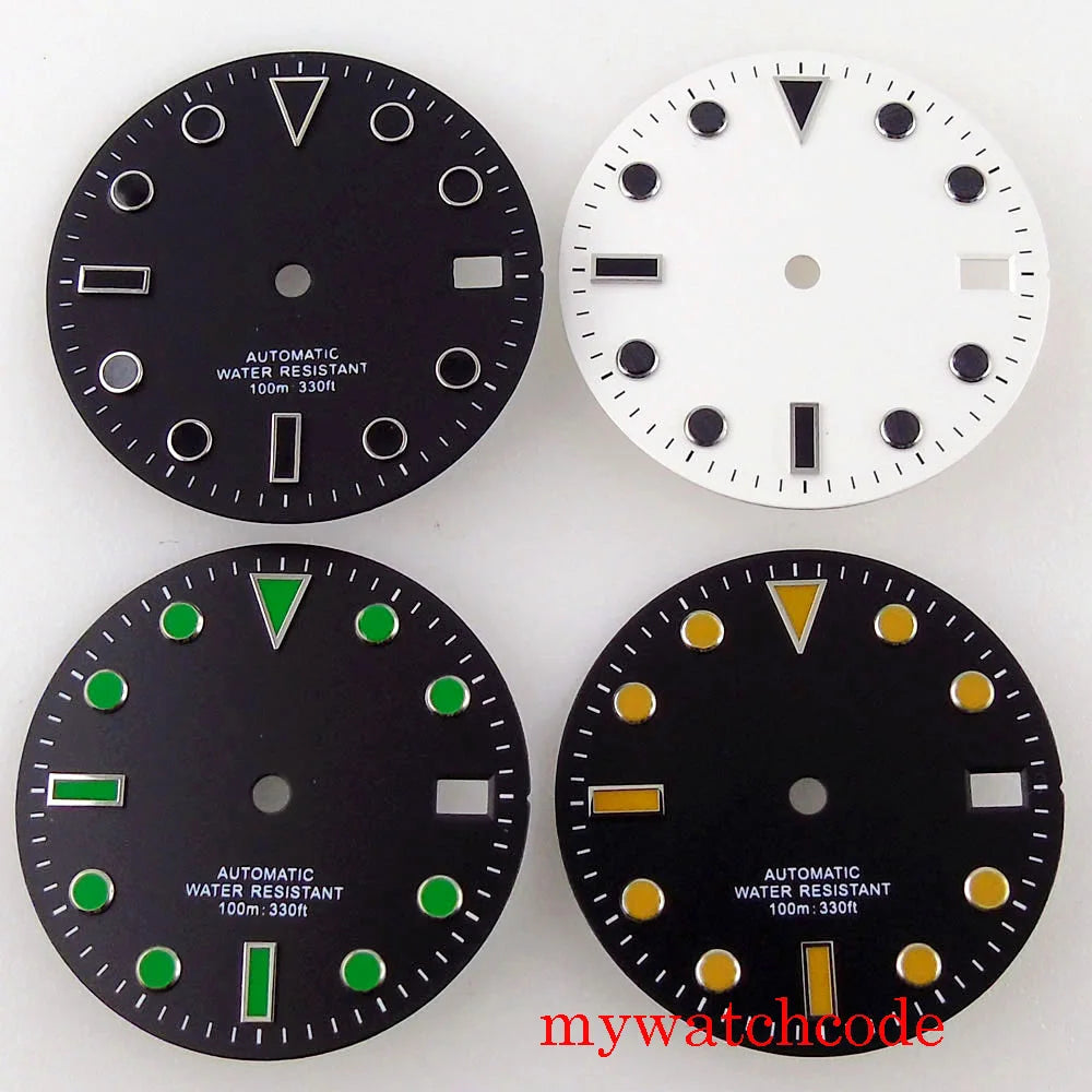 28.5mm Black White Sterile Watch Dial For 24 Jewels NH35A NH36A Automatic Movement With Date Window