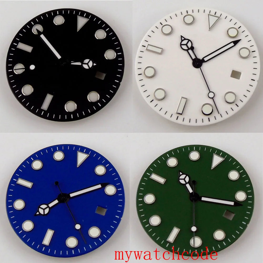 31.3mm Sterile Watch Dial and Hands Fit MIYOTA 8215 821A MINGZHU 2813 Automatic Movement Luminous Marks