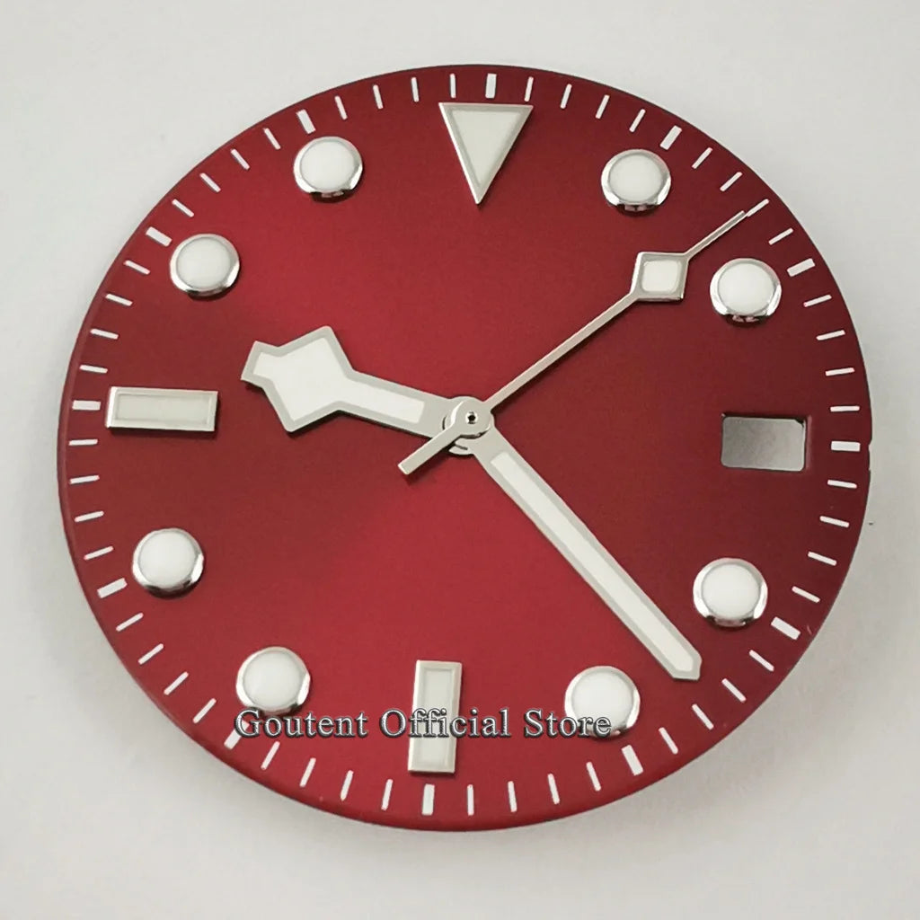 28.5mm Watch Dial Red Snowflake Watch Hands Sterile Dial Fit NH35 ETA2824 2836 Miyota 8215 821A,DG2813 3804 Movement PT5000 Sw200