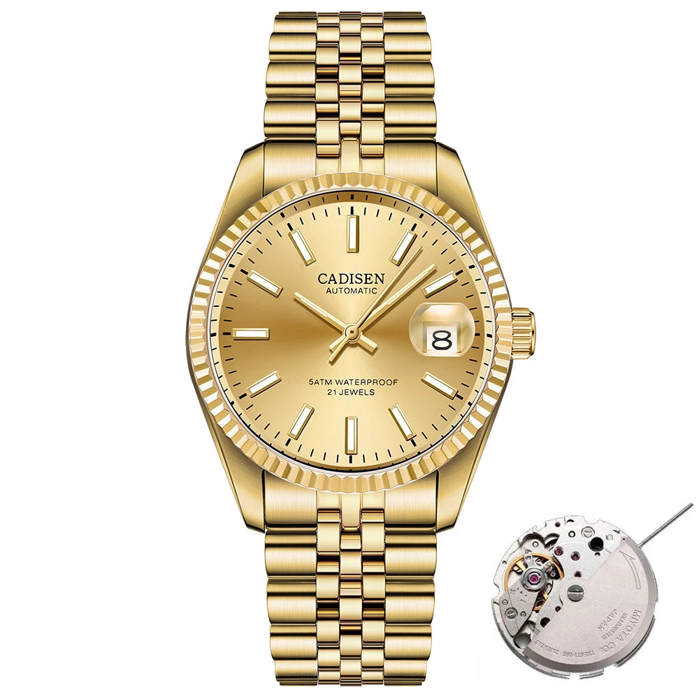 CADISEN C8053 Dress Watch Date Just  miyota 8215 Automatic 38MM Sapphire 5Bar