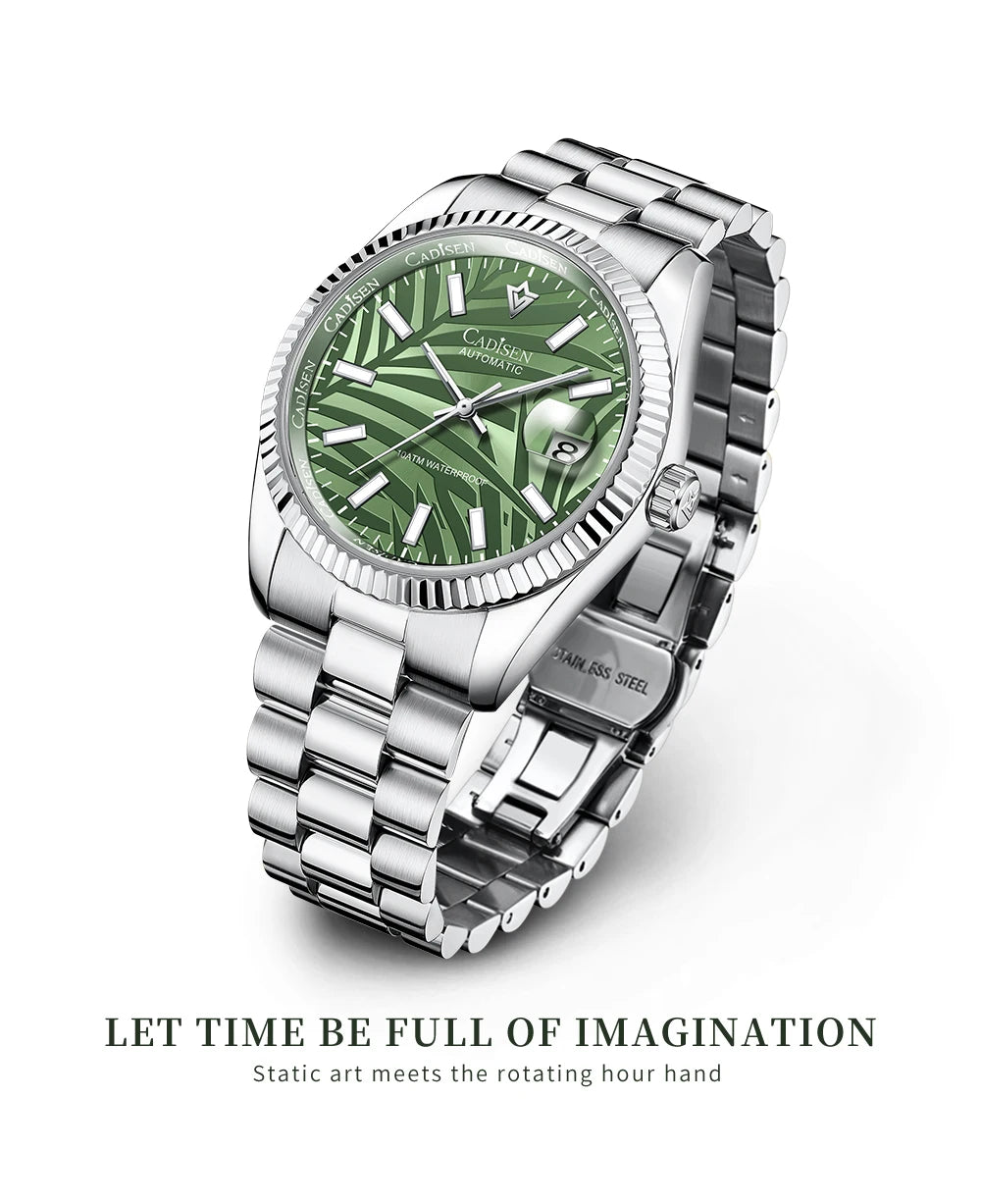 Cadisen C8198 DateJust Olive Green Palm Motif 10bar Dress Sapphire Cadisen C8198 DateJust Olive Green Palm Motif 10bar Dress Sapphire