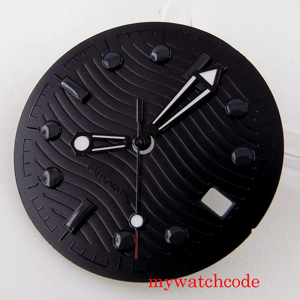 31mm Black Sterile Top Quality Date Window Watch Dial Hands For NH35 Movement Parts