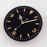 Nologo Black Vintage 29mm Yellow Marks Explorer Watch Dial fit NH35A NH36A ETA2824 PT5000 ST2130 ST1612 MIYOTA DG 2813 Watch Needles