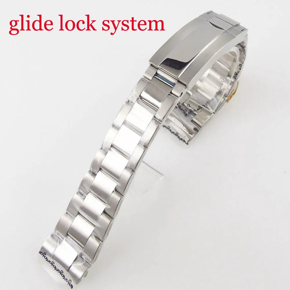 20mm Stainless Steel Watch Strap Bracelet Watchband Spare Parts Brushed/Mid-Polished Glide Lock System Fit for SUB Watch Case