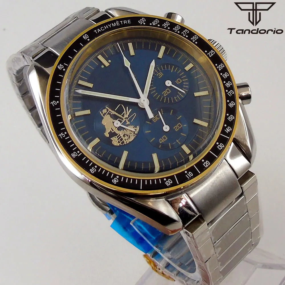 T*1様 24K 時計 Tandorio 40mm Speed master Automatic NN3836 Movement Chronograph