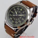 Classic Pilot Watch Tandorio TD 137S 42MM Miyota 8215 ST1612 Automatic Sapphire Green Luminous  Glass Back3ATM