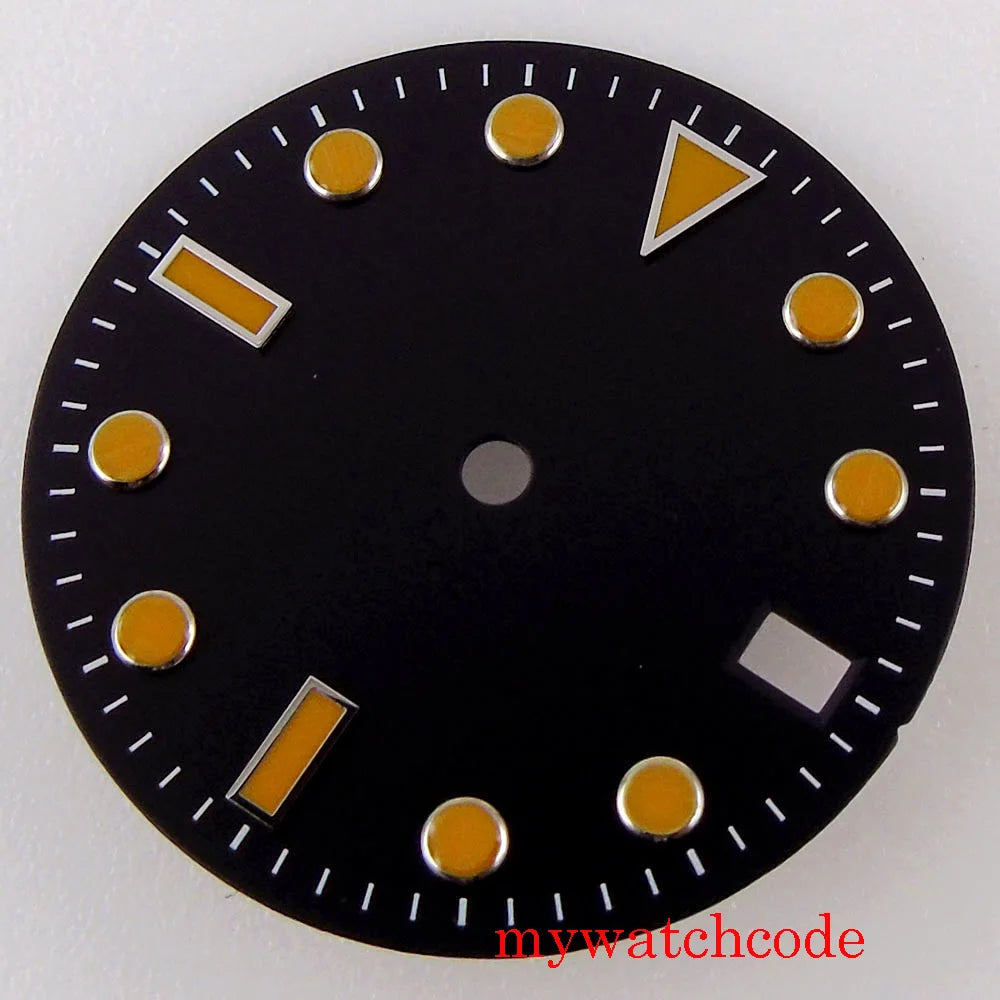 28.5mm Black White Sterile Watch Dial For 24 Jewels NH35A NH36A Automatic Movement With Date Window