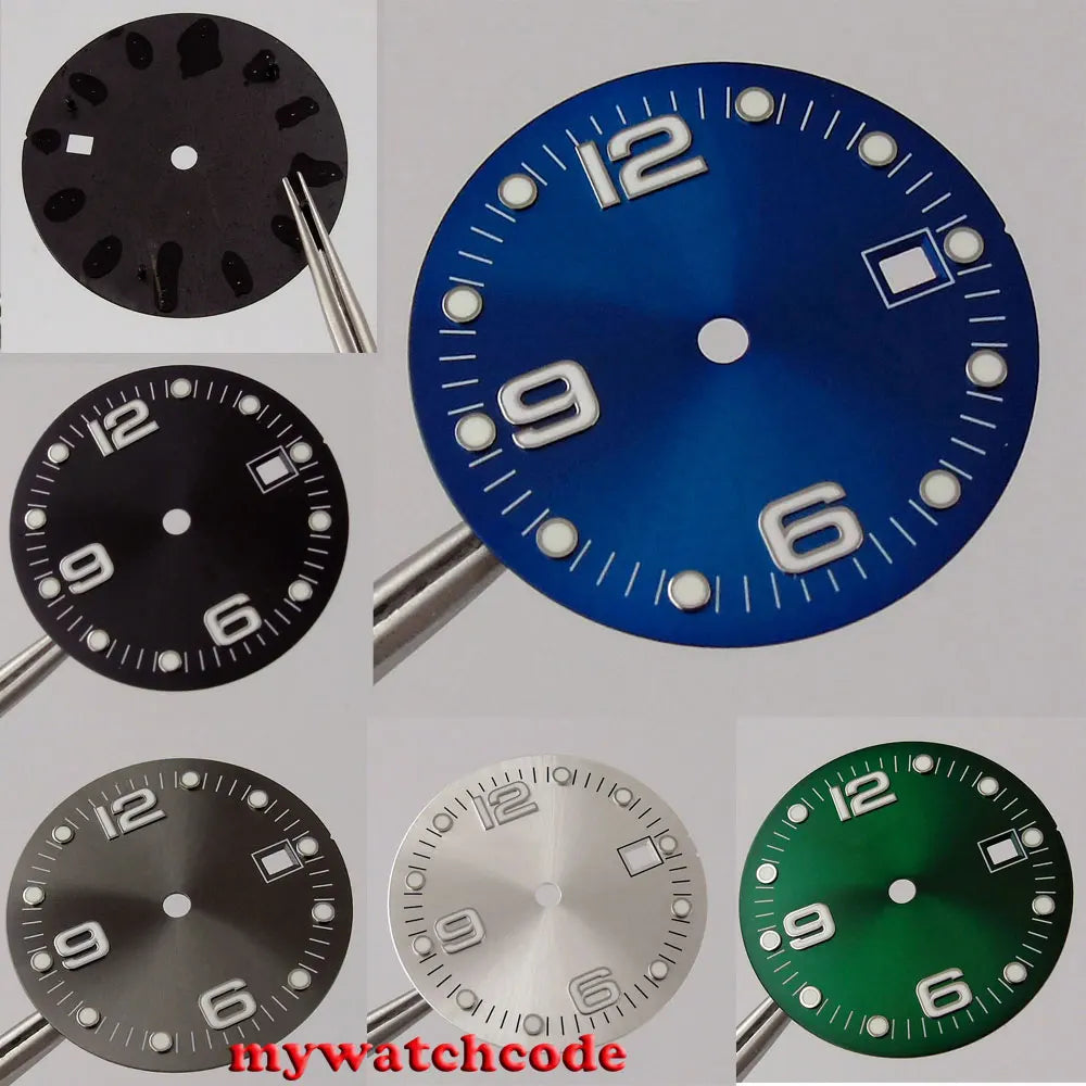 31.5 mm  grey/white/blue/green/black watch dial date window fit for ETA 2824 2836,Miyota 8215 automatic movement men watch