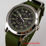 Classic Pilot Watch Tandorio TD 137S 42MM Miyota 8215 ST1612 Automatic Sapphire Green Luminous  Glass Back3ATM