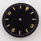 Nologo Black Vintage 29mm Yellow Marks Explorer Watch Dial fit NH35A NH36A ETA2824 PT5000 ST2130 ST1612 MIYOTA DG 2813 Watch Needles