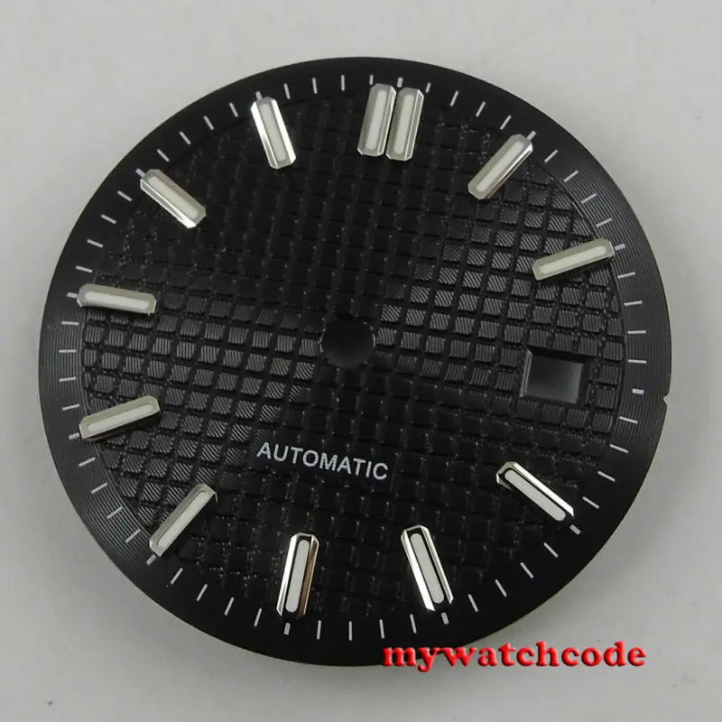 31mm Sterile Grid Black Watch Dial fit E TA 2824 2836 DG mingzhu 2813 8215 821a 8205 movement Replacement Parts