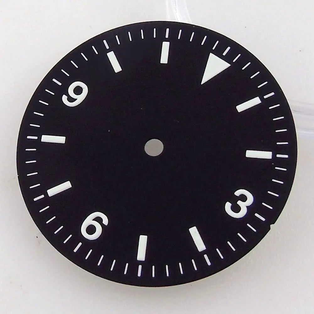 Nologo Black Vintage 29mm Yellow Marks Explorer Watch Dial fit NH35A NH36A ETA2824 PT5000 ST2130 ST1612 MIYOTA DG 2813 Watch Needles