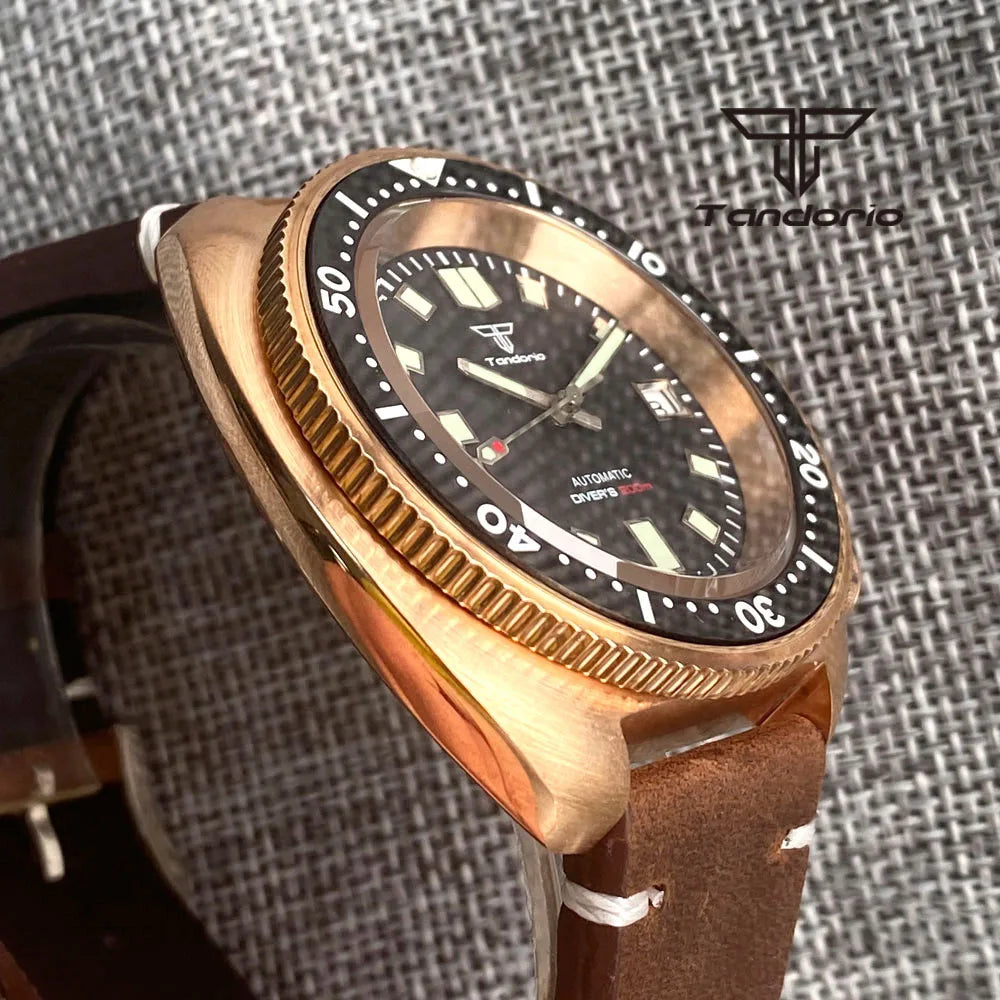 Tandorio CUSN8 Solid Bronze Turtle Watch TD239 PT5000 NH35A 44mm