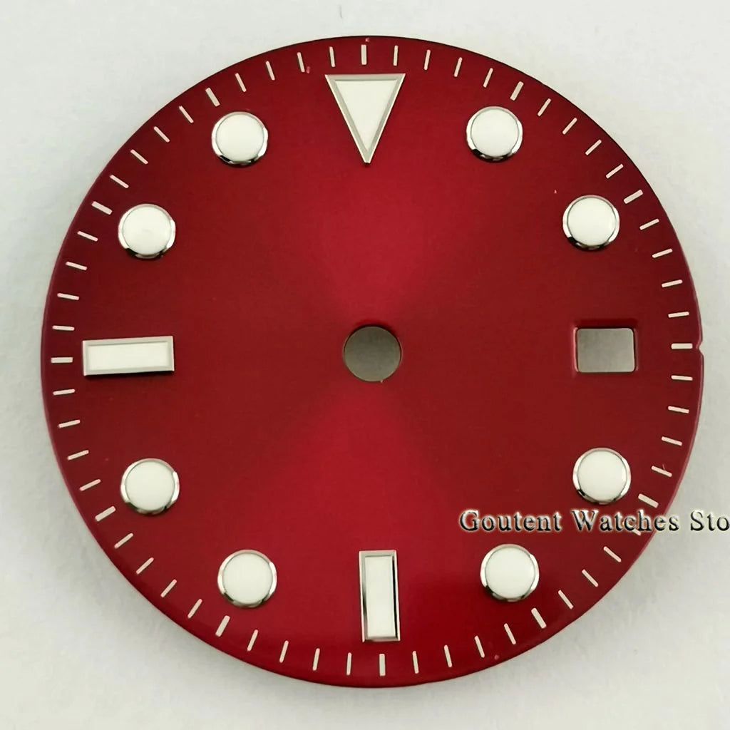 28.5mm Watch Dial Red Snowflake Watch Hands Sterile Dial Fit NH35 ETA2824 2836 Miyota 8215 821A,DG2813 3804 Movement PT5000 Sw200