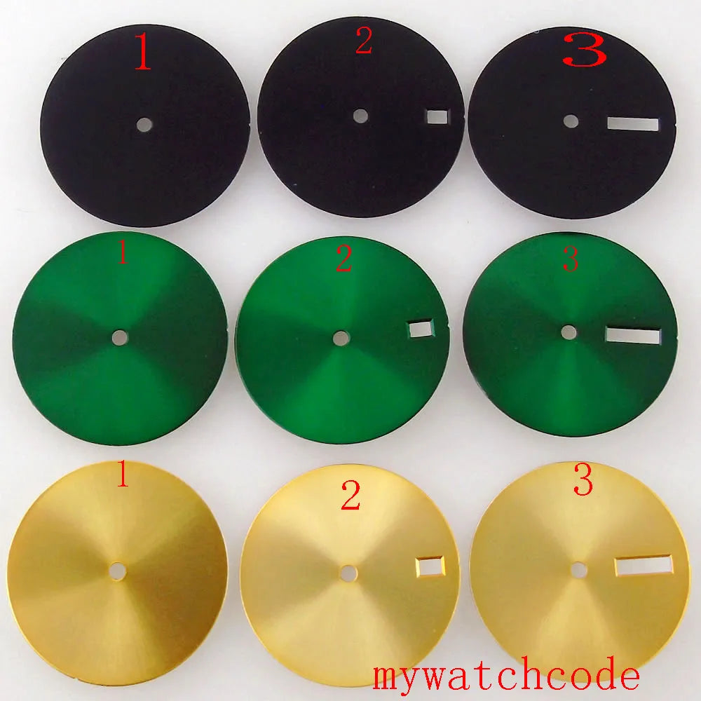 29mm Black Green Yellow Watch Dial Face For NH35 NH36 MIYOTA 8215 821A ETA 2836 2824 Mingzhu 2813 Automatic Movement